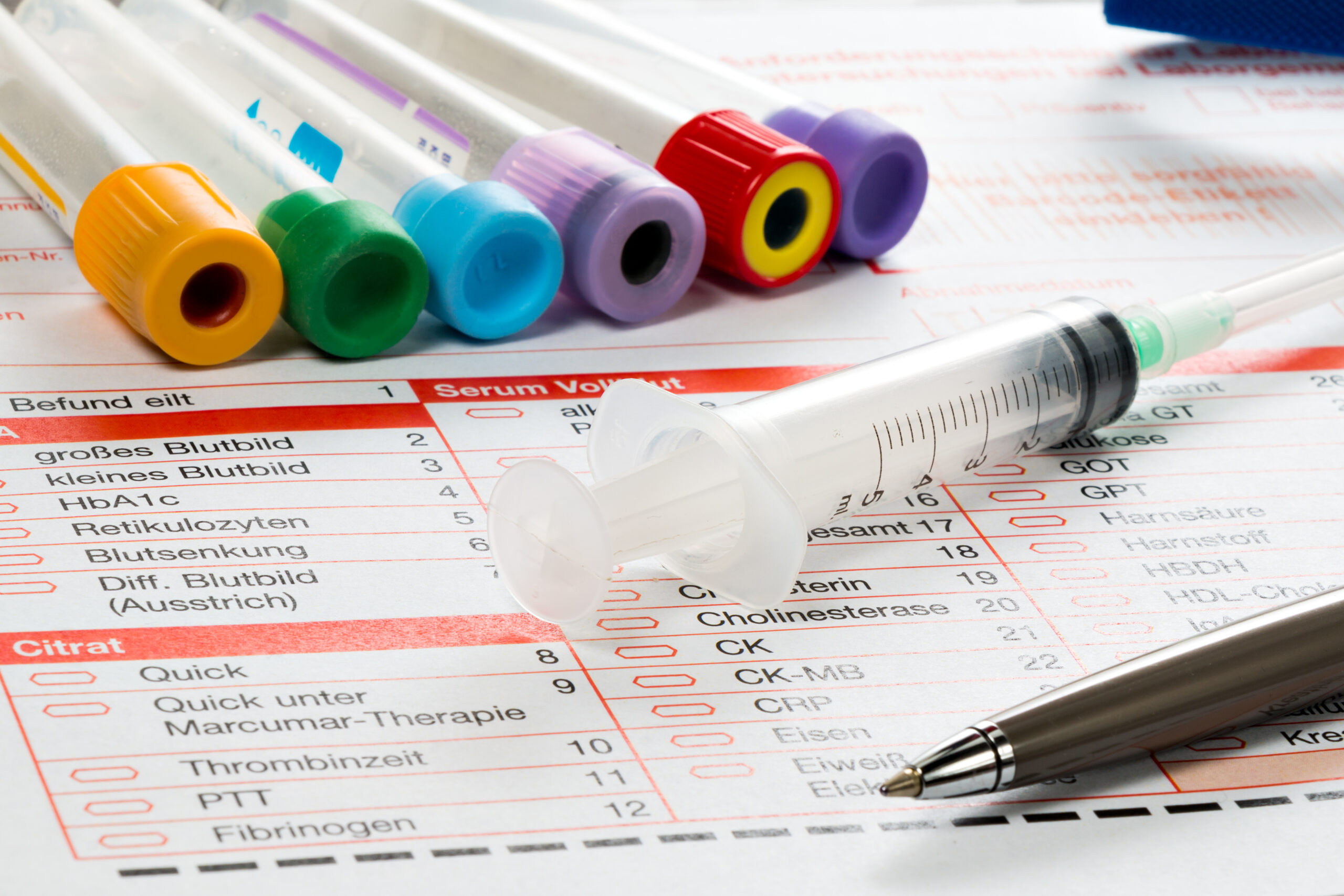 laboratory paper and blood test